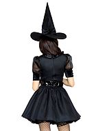 Witch, costume dress, velvet, sheer inlay, puff sleeves